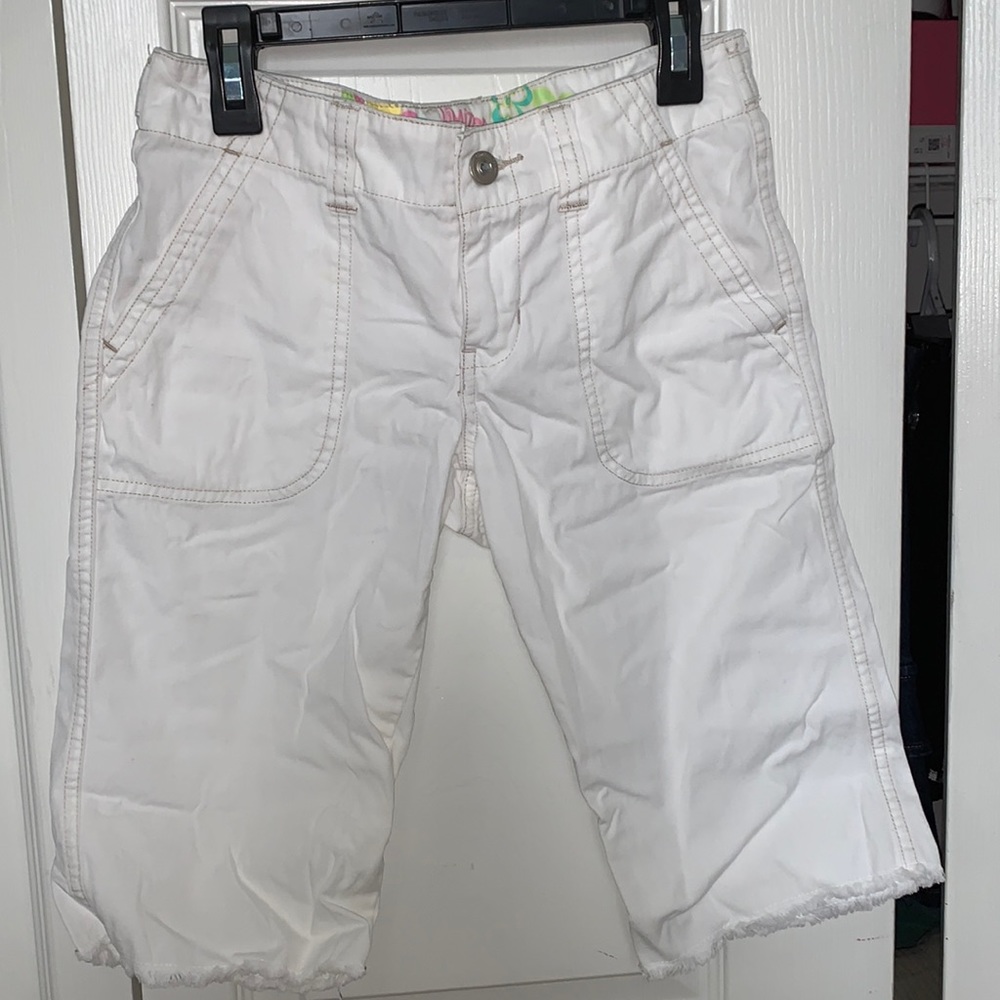 White mid-length girls shorts